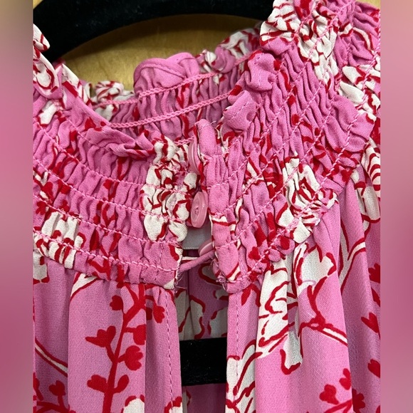 A.L.C. Pink/Red Floral Cody 100% Silk Halter Neck Dress 4 - Picture 9 of 12